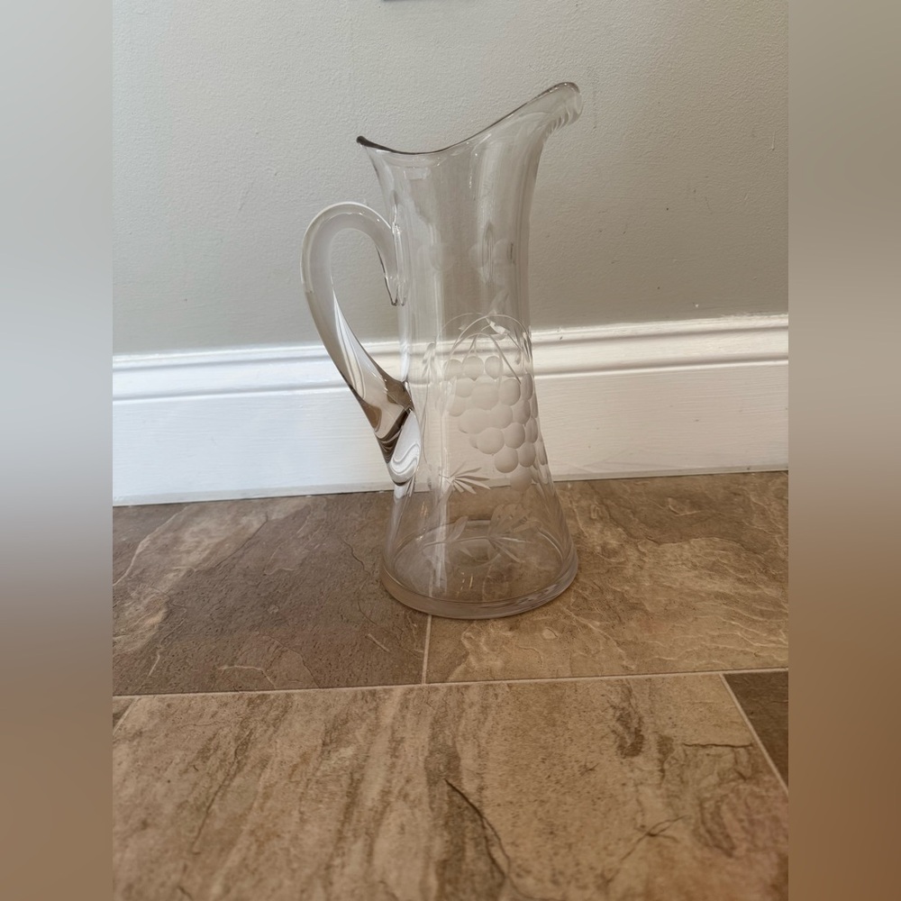 Early 20th-Century Cut & Engraved Blown Glass Tankard